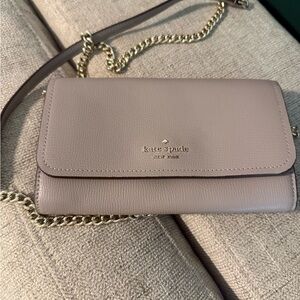 kate spade Blush Pink Pebbled Leather Chain Crossbody Wallet